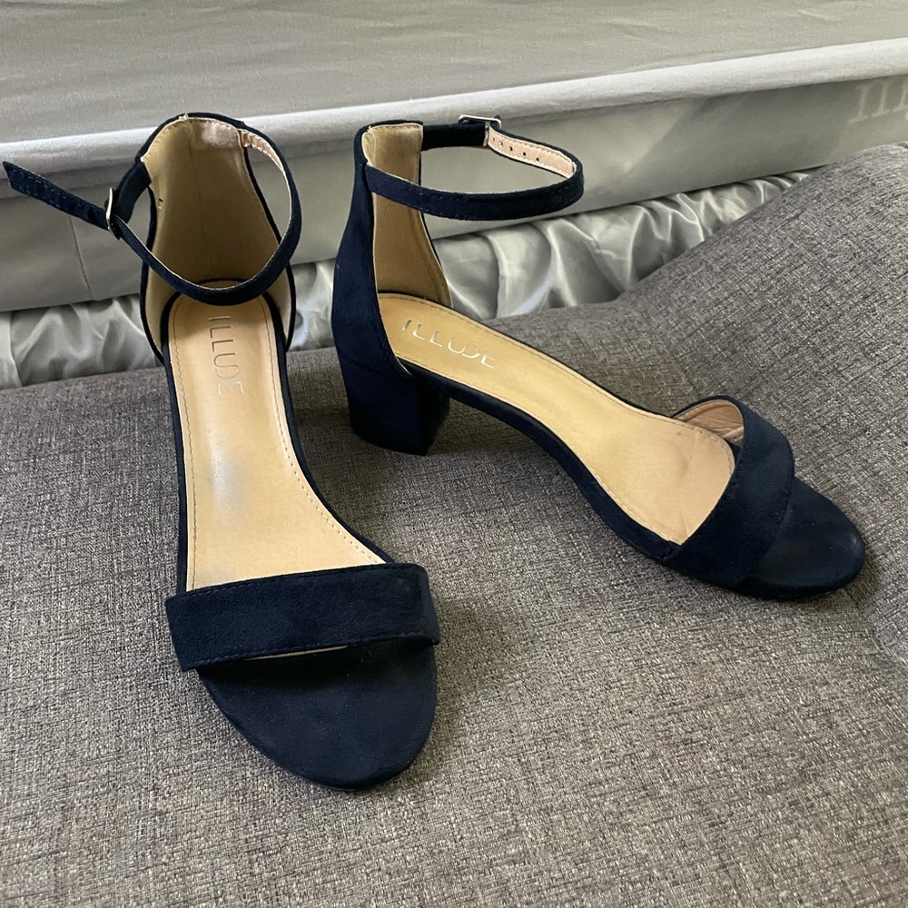 Navy suede heels